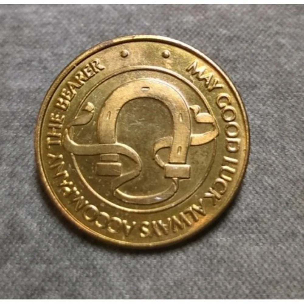 May Good Luck Always Accompany The Bearer Metal Token Coin Lucky Goldn Horseshoe